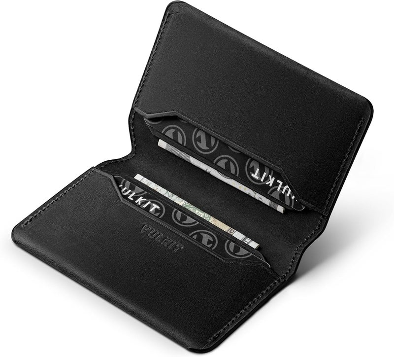 VULKIT Slim Minimalist Card Holder RFID Blocking Leather Credit Card Holder Front Pocket Wallet Magnetic Closure, Handcrafted Cowhide Version - Image 1